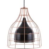 Plafondlamp zwart metaal 121 cm hanglamp koperen kooi lampenkap industrieel