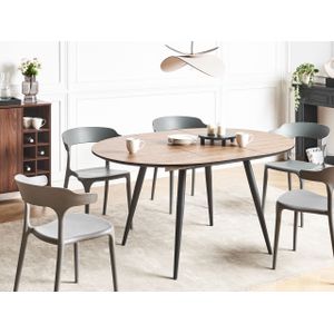 Ovale uitschuifbare eettafel modern industrieel metalen poten bruin Seniac
