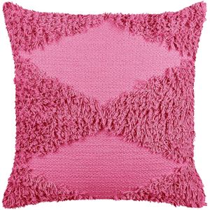 Decoratief kussen roze katoen 45 x 45 cm geometrisch patroon boho decor accessoires