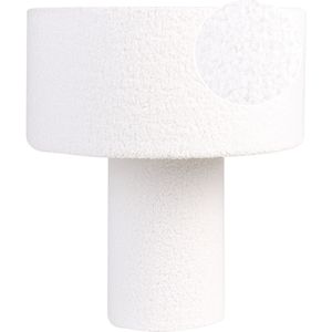 Tafellamp nachtkastje wit voet bouclé lampenkap drum vorm 40 cm moderne stijl woonkamer slaapkamer