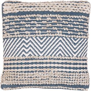 Sierussen Beige en Blauw Katoen 45 x 45 cm Geometrisch Patroon Handgeweven Afneembare Hoezen met Vulling Boho Stijl