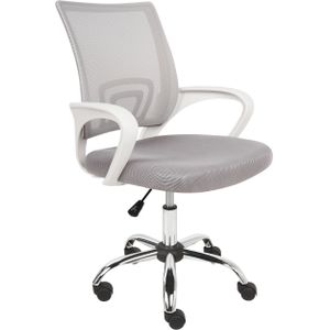Bureaustoel grijs stof polyester computerstoel verstelbare zitting achteroverleunende rugleuning