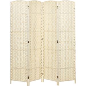 Kamerscherm beige papieren touw populieren houten frame 4 panelen vouwbaar decoratief scherm woonkamer slaapkamer traditioneel ontwerp