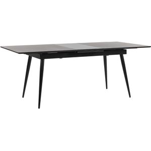 Eettafel zwart MDF metaal poten uitschuifbaar 160/200 x 90 cm for 6 mensen minimalistisch design