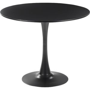 Rond eettafel zwart 90 cm metaal basis 4 zitting keuken