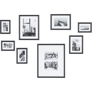 Foto's Set van 8 met Zwarte Frames MDF Straatbeeld Landschap Muurschildering Fotolijst Collage Minimalistische Woonkamer Wanddecoratie
