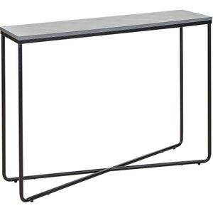 Sidetable console tafel grijs beton effect met zwart MDF gepoedercoat ijzer 110 x 31 cm rechthoekig glam modern