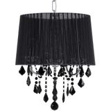 Hanglamp zwarte kap glam kristallen kroonluchter met 3 lichten glamour