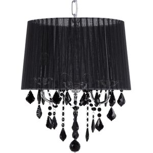 Hanglamp zwarte kap glam kristallen kroonluchter met 3 lichten glamour