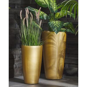Buiten Plant Bloempot Hoog Rond 40 cm Hoogglans Goud Tseria