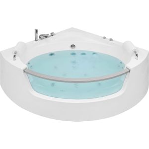Hoekbad whirlpool bad wit sanitair acryl met led massage jets 187 x 136 cm modern ontwerp badkamer