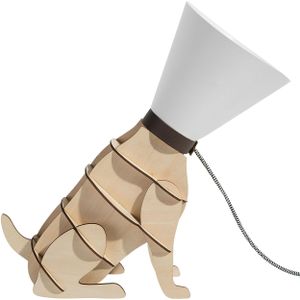 Tafellamp wit hout look 38 cm lampenkap trechtervorm voet hondenvorm modern ontwerp