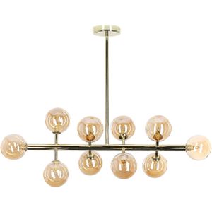 Hanglamp Goud Staal en Glas 10 Lichts Modern Design Plafondlamp Glam