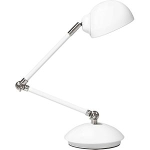 Bureaulamp wit metaal 60 cm arm en kap verstelbare kabel met schakelaar industriële look