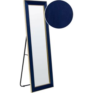 Staande spiegel blauw fluweel 50 x 150 cm met standaard decoratieve lijst Glamour wanddecoratie