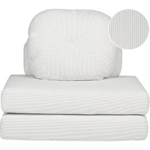 Slaapbank fauteuil wit corduroy stof bed bank gestoffeerd 1-zits uitvouwbaar bed met kussen modern ontwerp