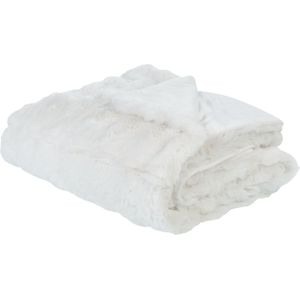 Bedsprei wit zacht nepbont kunstbont 150 x 200 cm shaggy fluffy deken voor bed slaapkamer woonkamer