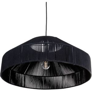 Hanglamp natuurlijk zwart katoenen touw structuur dome lampenkap japandi natuur stijl kooi vorm