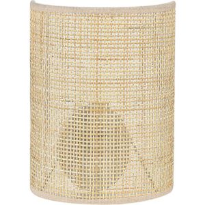 Wandlamp naturel rotan 25 cm halve lampenkap nachtlamp slaapkamer woonkamer boho rustiek