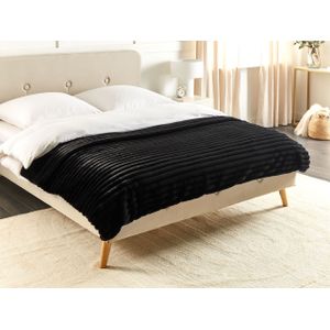 Decoratieve bedsprei zachte stof 150 x 200 cm slaapkamer zwart Rakya