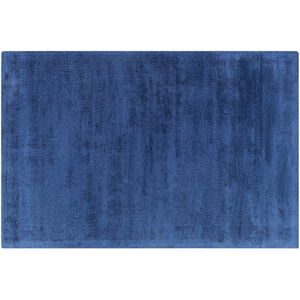 Vloerkleed blauw viscose 160 x 230 cm handgemaakt laagpolig modern tapijt woonkamer kantoor slaapkamer