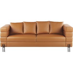 Bank bruin kunstleer metalen poten 3-zits modern design moderne woonkamer meubels
