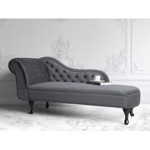Chaise Lounge Vintage Stijl Linkszijdig Fluweel Chesterfield Grijs Nimes
