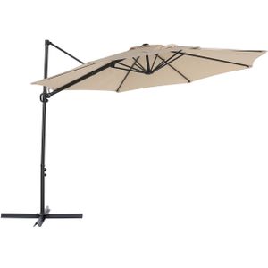 Tuin parasol beige stof 295 cm draaibaar weerbestendig tuin terras balkon