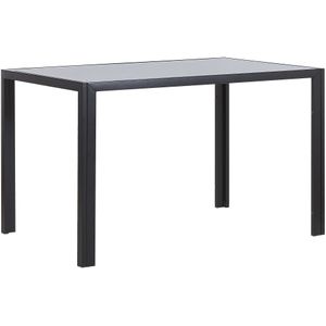 Eettafel zwart gehard glas tafelblad 120 x 80 cm metaal poten rechthoekig modern