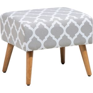 Hocker grijs/wit katoen houten poten Marokkaans diamantpatroon Scandinavische stijl