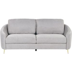 Bank grijs stof gestoffeerd gouden poten metaal 3-zitsbank sofa retro stijl vintage woonkamer