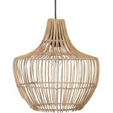 Hanglamp Natuurlijk Beige Rotan Open Werk Schaduw Zwart Koord Belvorm Boho verlichting Hanglamp