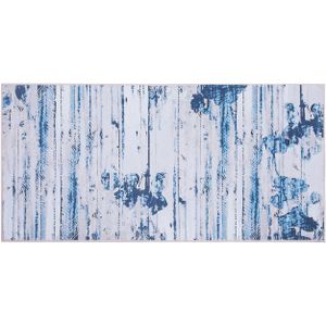 Vloerkleed blauw/beige polyester 80 x 150 cm abstract verouderde look