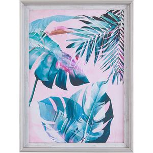 Muurschildering Blauw en Roze Papieren Print 30 x 40 cm Palm Leaves Woonkamer Entree Kantoor