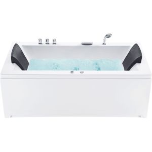 Whirlpool linkszijdig wit acryl bad 183 x 90 cm massage jets hoofdsteun LED- verlichting badkamer
