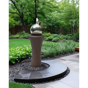 Buiten tuin fontein waterornament met LED verlichting steen hars bruin Zenyatta