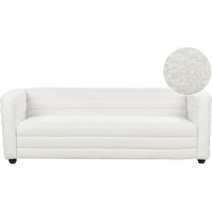 Bank off-white bouclé stof polyester bekleding zwarte poten 3-zits loveseat dik gevuld moderne stijl woonkamer meubels