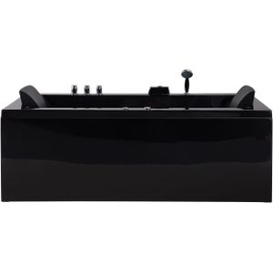 Whirlpool rechtszijdig zwart acryl bad 183 x 90 cm massage jets hoofdsteun LED- verlichting badkamer