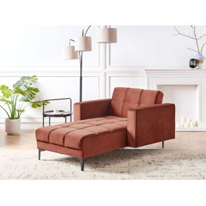 Stoffen getufte chaise longue verstelbare rugleuning 3 standen fluweel rood Alnes