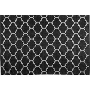 Buitenkleed zwart/wit PVC polyester 160 x 230 cm vierpas
