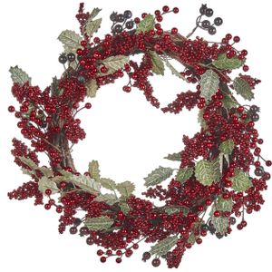 Kerstkrans Rood Synthetisch Materiaal 40 cm Bessen Traditioneel Ontwerp Rond