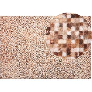 TORUL - Patchwork vloerkleed - Bruin - 160 x 230 cm - Koeienhuid leer