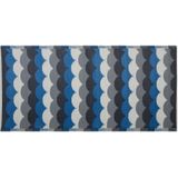 Buitenkleed grijs/blauw/wit polypropyleen schaalpatroon 90 x 180 cm