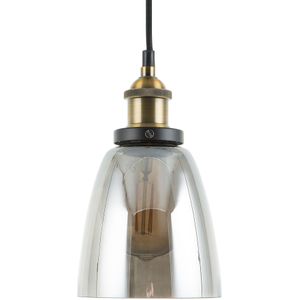 Hanglamp gerookt glas messing metaal industriële plafondlamp