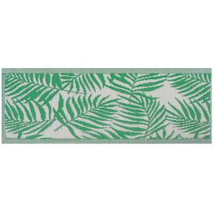 Buitenkleed groen/wit polypropyleen bladprint 60 x 105 cm