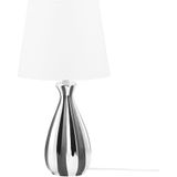 Tafellamp zilver zwart keramiek 52 cm stoffen schaduw wit vaasvormig snoer met schakelaar moderne stijl