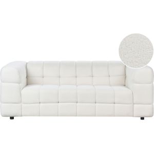 Driezitsbank wit bouclé stof gestoffeerd zwarte poten 3-zitsbank dik gewatteerd moderne stijl woonkamer meubels