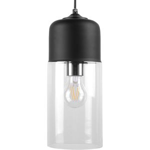 Hanglamp zwart transparant glas lampenkap geometrisch cilindrisch modern ontwerp