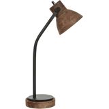 Bureaulamp donker mangohout met houten lampenkap ijzer zwart klassiek ontwerp modern woonaccessoire verlichting