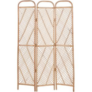 Roomdivider natuurlijk licht rotan frame 3 delig inklapbaar decoratieve rieten kamerscherm